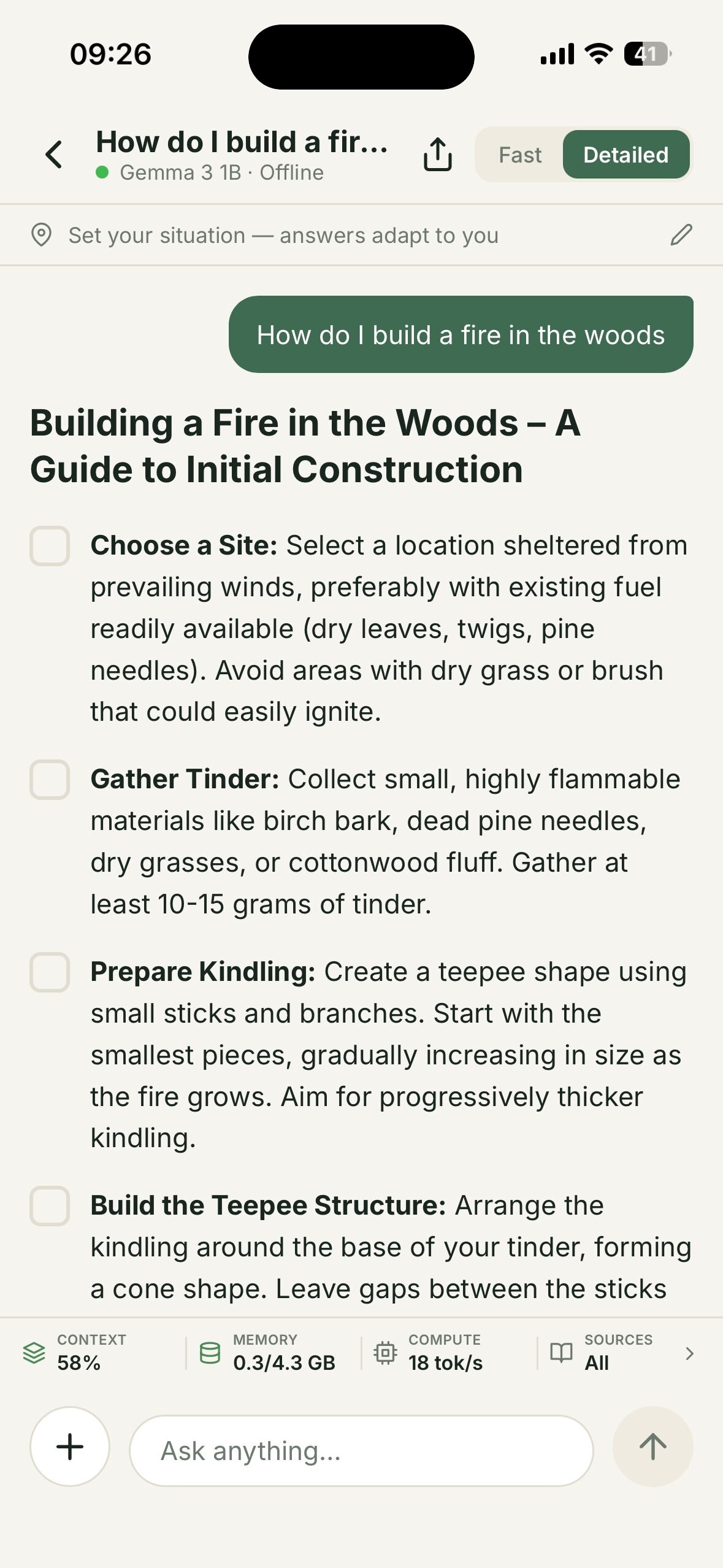 Answer shown as a tickable checklist